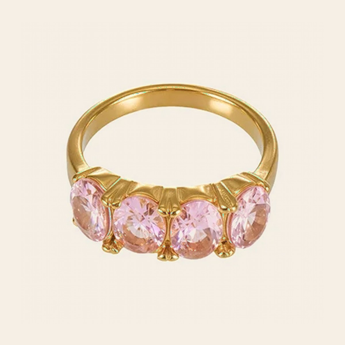 The Blush Ring with four pink oval stones