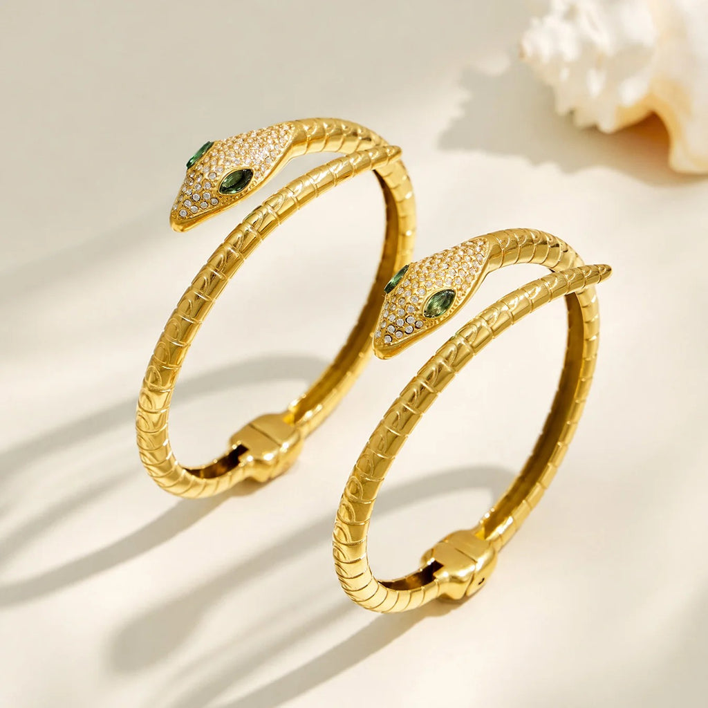 Two gold Viper Bangles