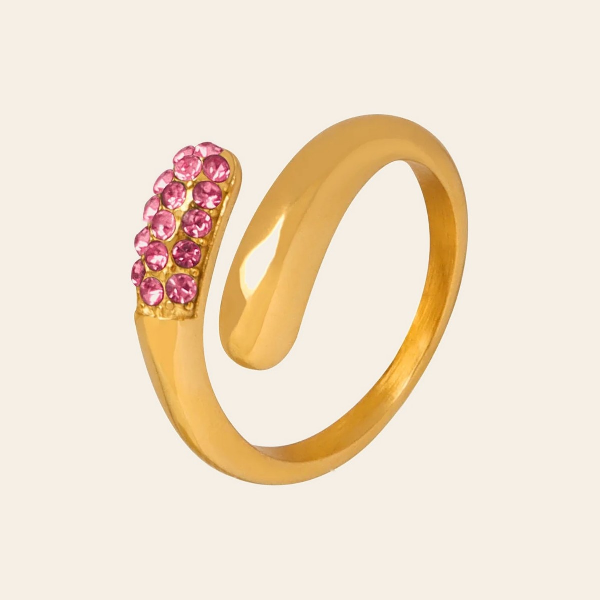 The Dewdrop Ring with pink stones