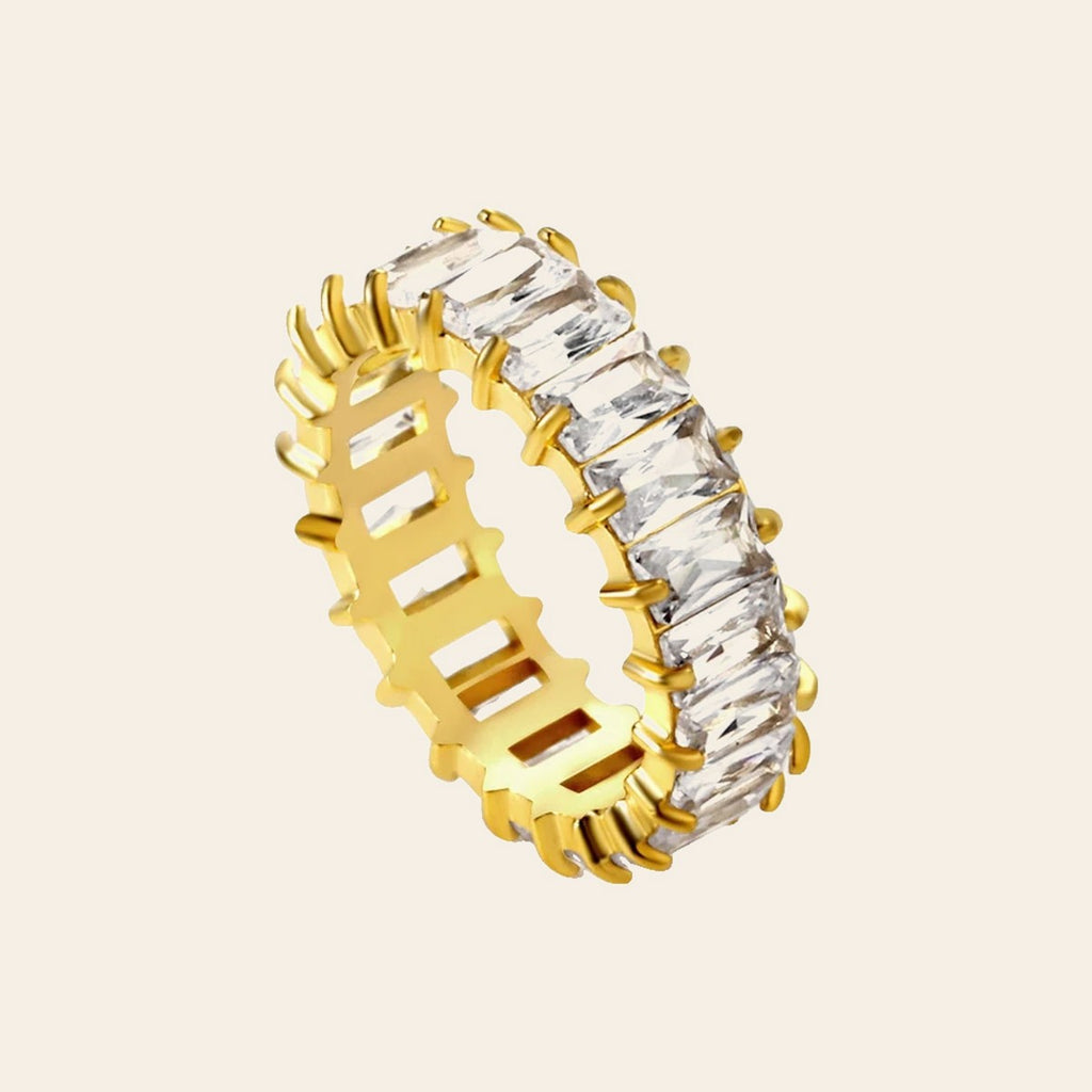 The Forever Ring, a gold baguette eternity band