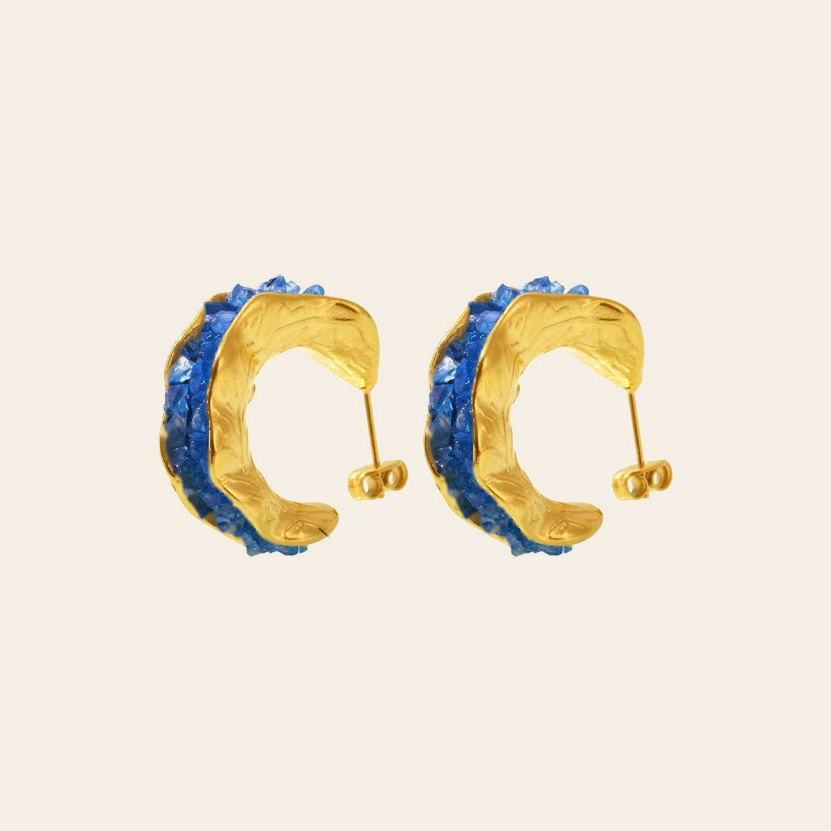 The Geode Hoops in cobalt blue