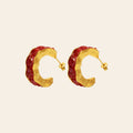 The Geode Hoops in cherry red