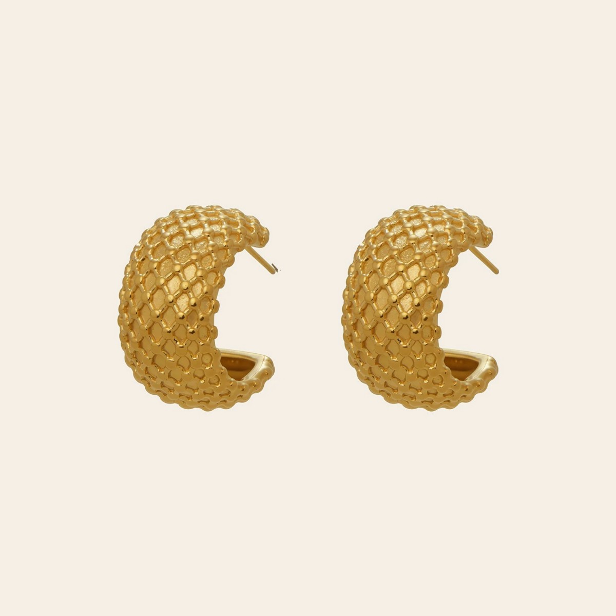 The Honeycomb Hoops in gold