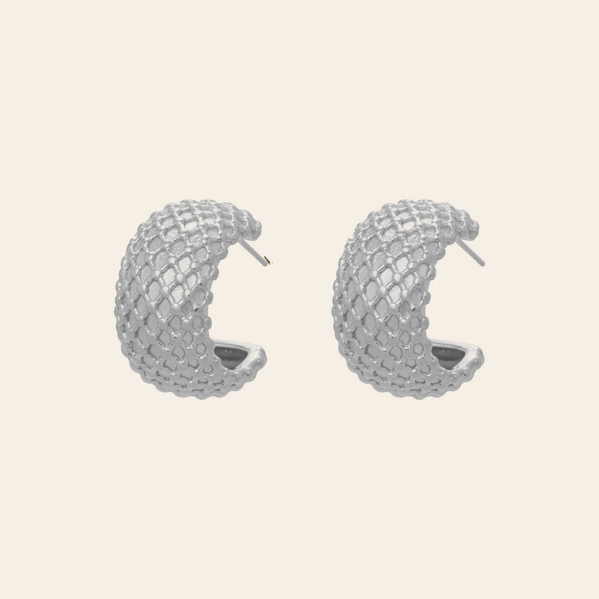 The Honeycomb Hoops in silver