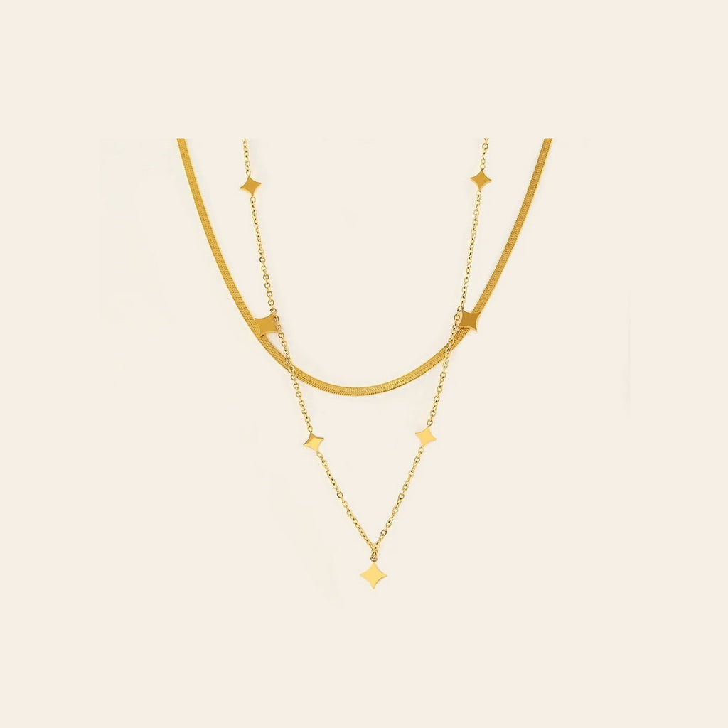 The Nova Necklace with snake chain and sparkle stars