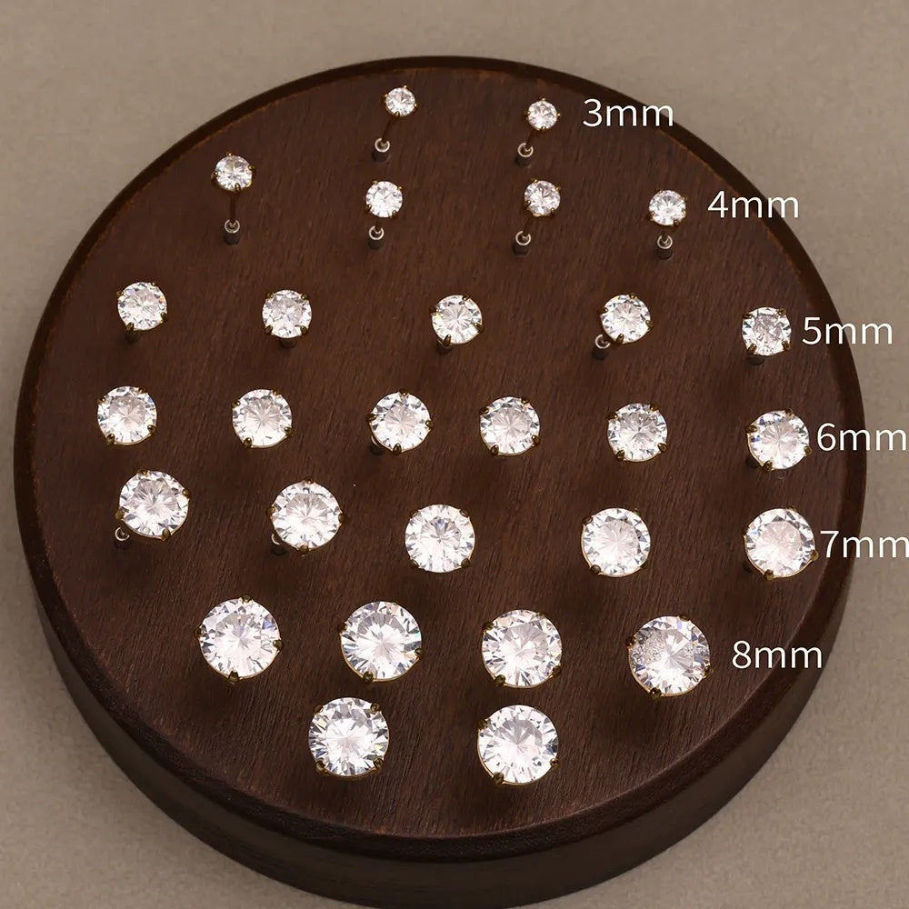 Solitaire Studs size guide, 3 to 8 mm