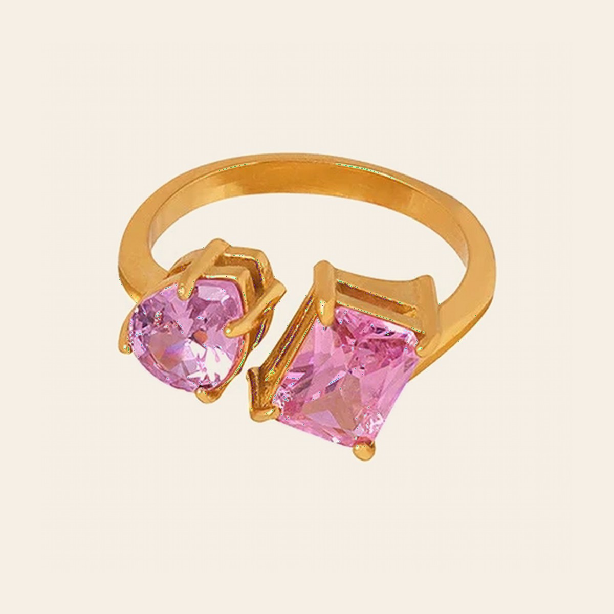 The Toi et Moi Ring with two pink stones